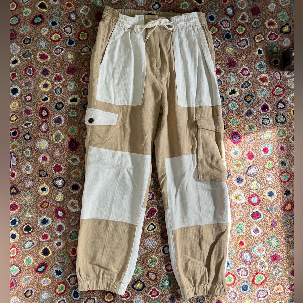 J. Crew Tie-waist linen-blend cargo pants size 4